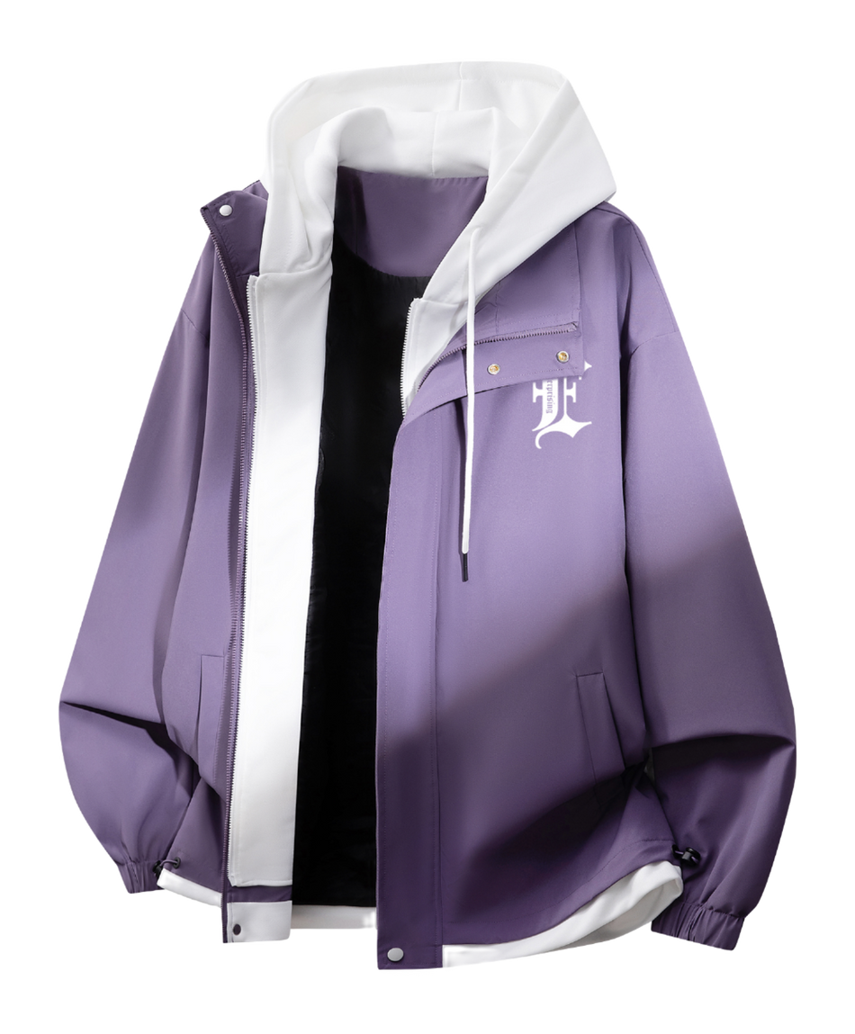 Warrior retro American solid color fake two-piece splicing contrasting loose and versatile hooded pilot with thick cotton lining, graphene heat storage insulation, warm work clothes, cotton jacket jacket, unisex  VJSNEAKER