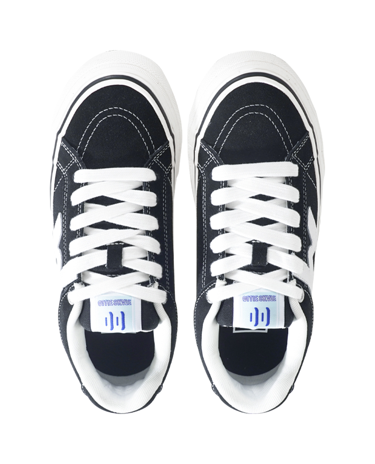 Ollieskate Black Classic Panda Tri-Color Lace Skateboard Shoes - Low-Top, Lightweight & Durable Unisex 