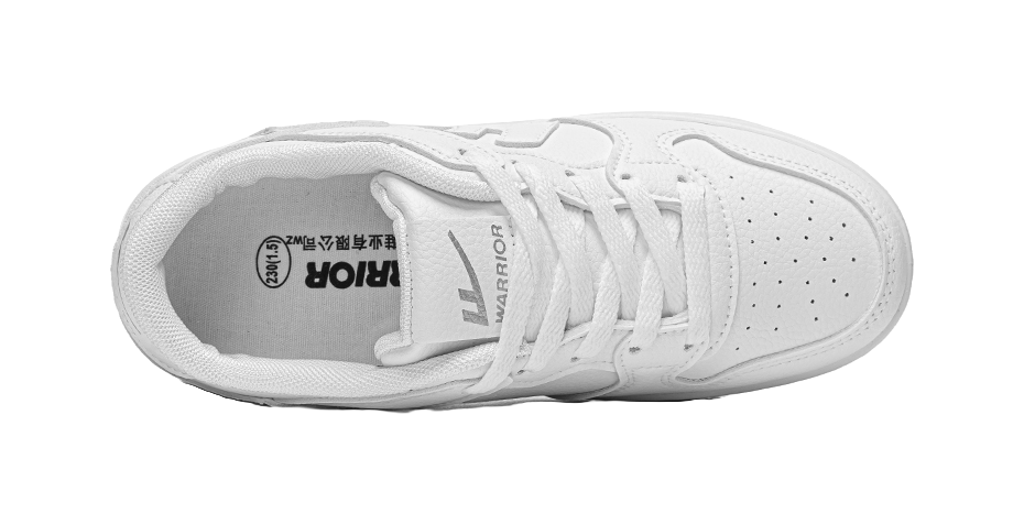 Warrior Abrasion Resistant Lightweight Height Increasing Low top Skateboard Shoes Unisex White 