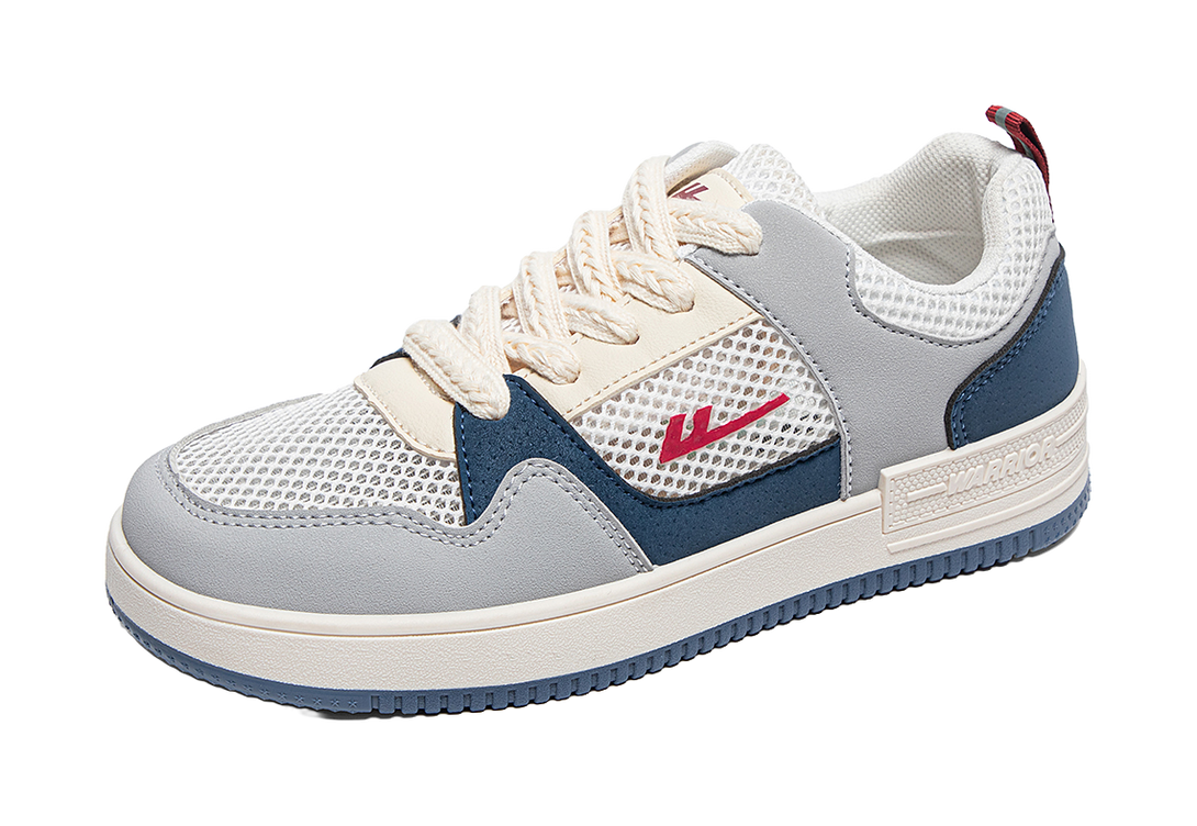 Warrior Slip Resistant, Abrasion Resistant, Lightweight, Breathable Low top Skateboard Shoes Unisex Beige Blue 