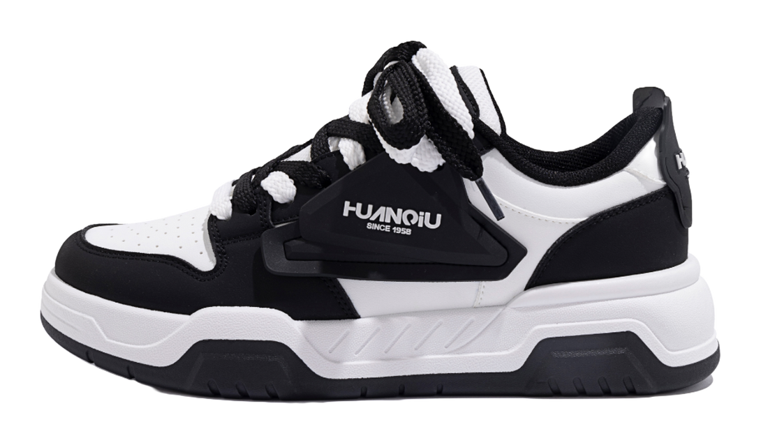 HUANQIU Coverage Lightweight Breathable Height Increasing Low top Skateboard Shoes Unisex Black 