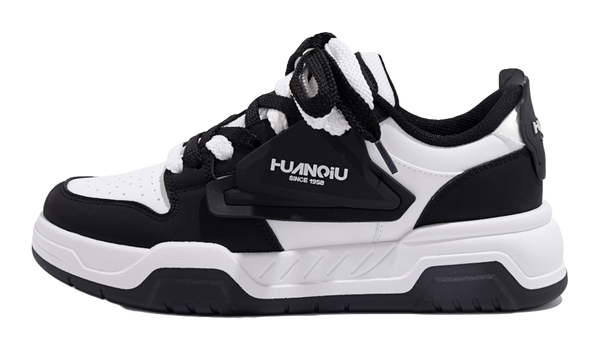 HUANQIU Coverage Lightweight Breathable Height Increasing Low top Skateboard Shoes Unisex Black 