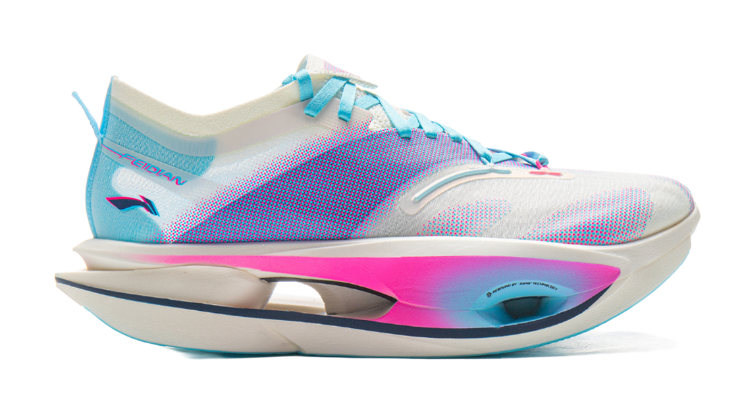 LiNing Feidian 5 ULTRA Cushioning, Slip Resistant, Rebound Low Top Running Shoes Unisex Pink Blue Mismatched 