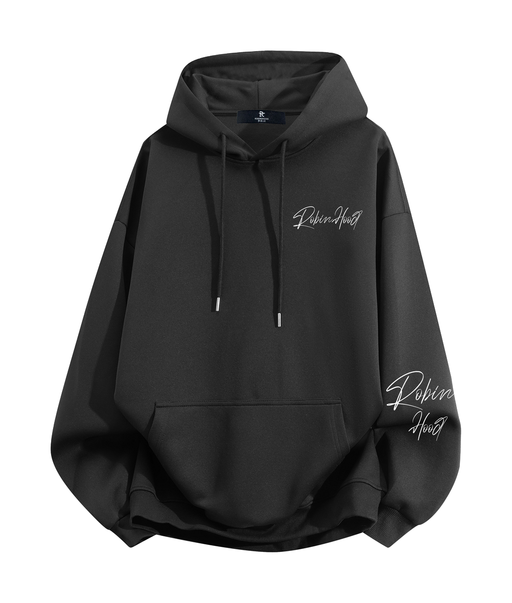 Robin Hood American Hoodie with Velvet Thick Letter Signature Personalized Style Design Feel Loose and Casual Versatile Student Party Lazy Style Hoodie for Women  vjsneaker.com