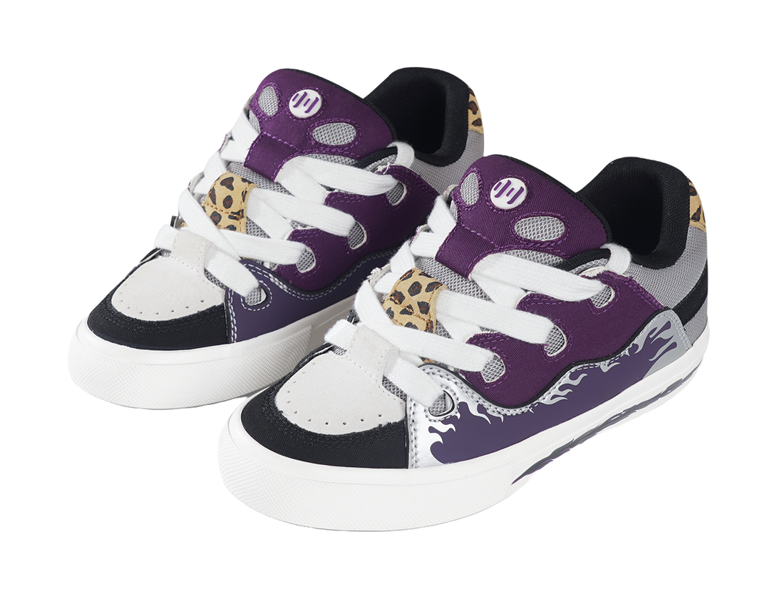 Ollieskate Wear resistant And Lightweight Low Top Skateboard Shoes Unisex Purple Black 