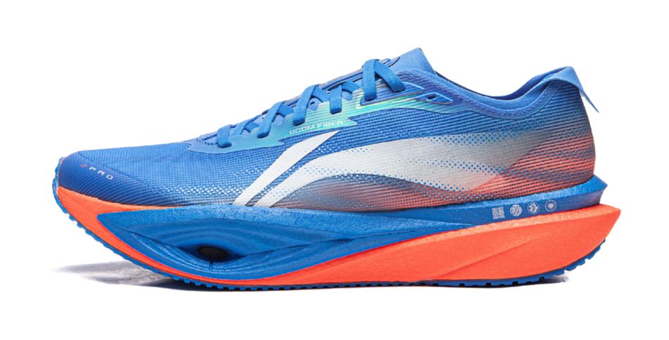 Li Ning unisex low-top running shoes in deep blue with orange outsole