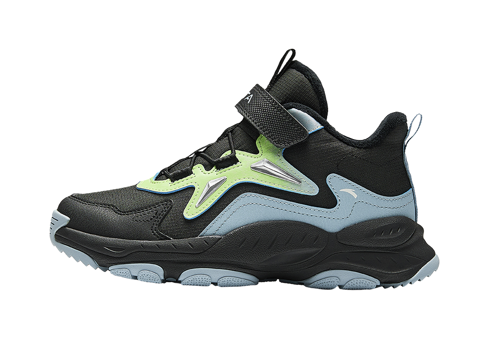 Antakids Synthetic Leather Slip Resistant Cushioning Breathable Mid top Kids Lifestyle Shoes Black Blue Kids  VJSNEAKER