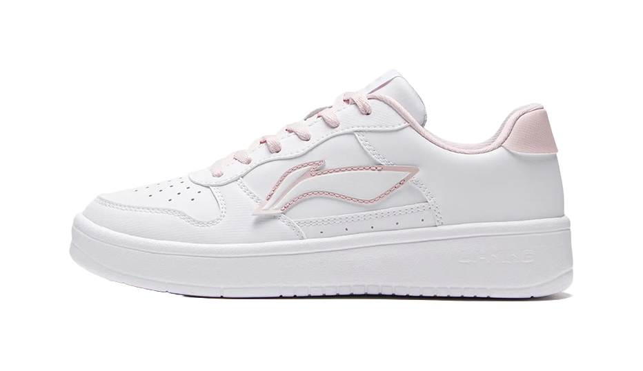 LiNing Pontoons Slip Resistant, Abrasion Resistant, Lightweight, Breathable Low top Skateboard Shoes Women's White Pink 