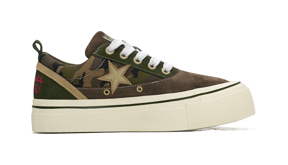 KAALIXTO Low top Canvas Shoes Unisex Camouflage American Vintage