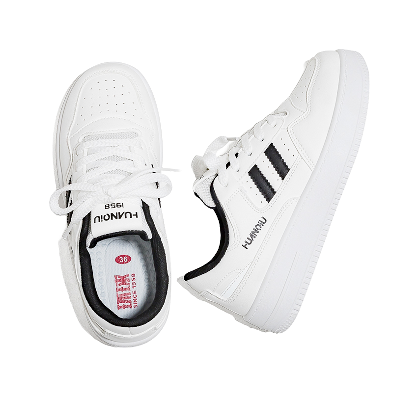 HUANQIU Slip Resistant, Abrasion Resistant, Lightweight Low Top Skateboard Shoes Women's White Black 
