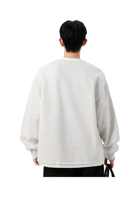 Warrior Revival Wind and Wave Series American Trendy College Style Letter Print Color Contrast Splicing Fake Two Piece Loose Casual Versatile Hoodie Bottom Wear Warm Henley Collar Long Sleeve T-shirt Unisex  vjsneaker.com