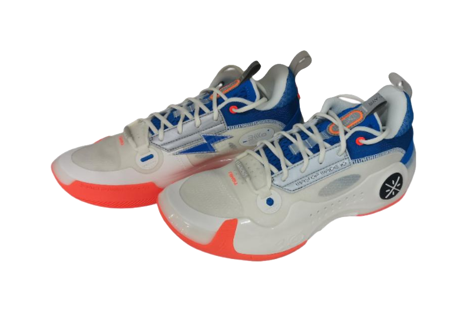 LiNing WOW 10 Slip Resistant Abrasion Resistant Low top Basketball Shoes Mens White Blue Red  VJSNEAKER