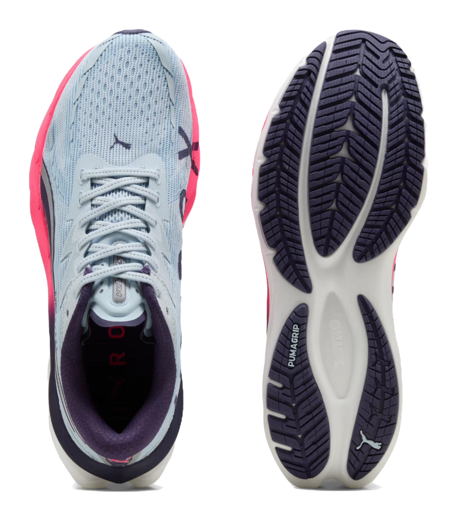 Hyrox x PUMA Velocity NITRO 4 Comfortable Abrasion Resistant Breathable Support Rebound Running Shoes Mens Blue Pink  vjsneaker.com