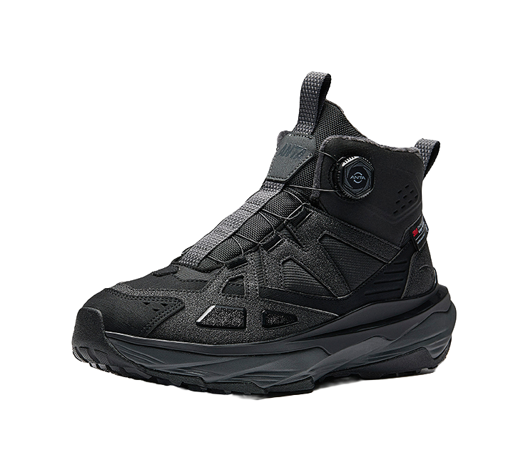 Anta Leap 2nd Generation Slip Resistant, Abrasion Resistant, Thermal High top Casual Shoes Mens Basic Black  VJSNEAKER