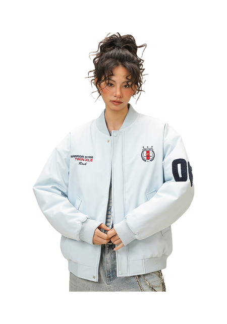 Warrior Revival Tide Cloud Sail Series Autumn and Winter Versatile Digital Loose Casual Plus Cotton Thick Long Sleeve Cotton Jacket Cotton Coat Baseball Jacket Unisex  vjsneaker.com