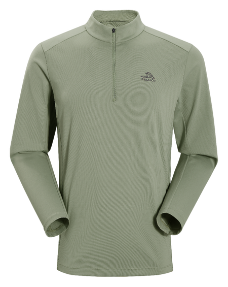 Boxi and PELLIOT outdoor long sleeved Polygiene antibacterial sports elastic top, casual, comfortable, skin friendly, warm, semi high neck sweatshirt, base T-shirt for men  vjsneaker.com