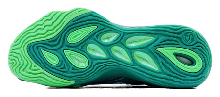 Li-Ning green basketball sneaker outsole, tread pattern and sidewall texture