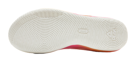 White rubber outsole with traction pattern and PEAK logo on heel