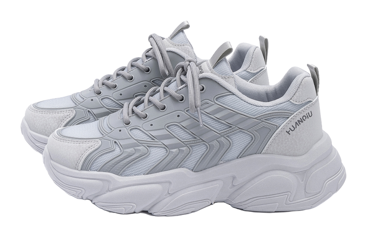 HUANQIU Slip Resistant Coverage, Lightweight, Height Increasing Low top Chunky Sneakers Mens Black  vjsneaker.com