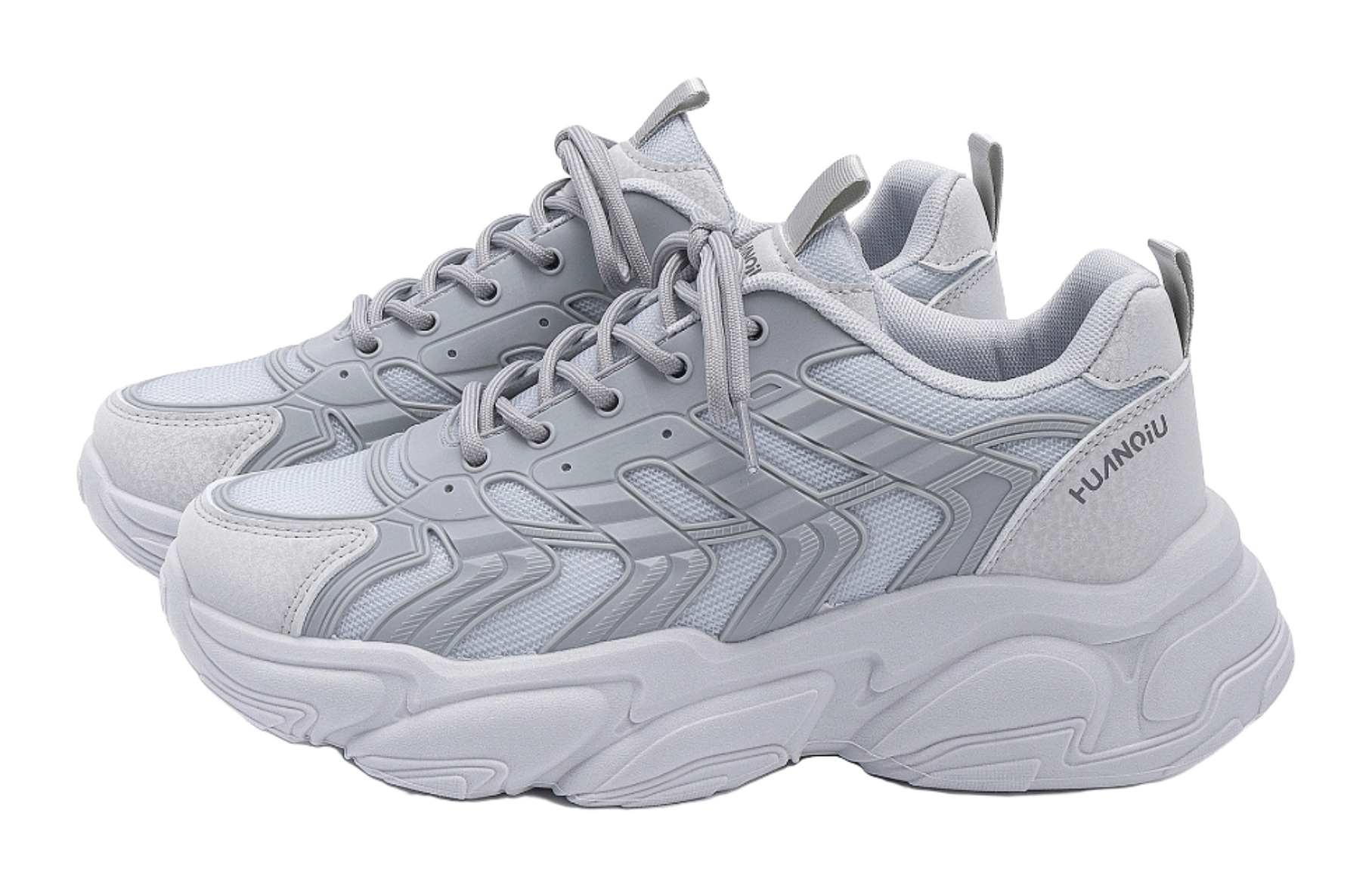 HUANQIU Slip Resistant Coverage, Lightweight, Height Increasing Low top Chunky Sneakers Mens Black  vjsneaker.com