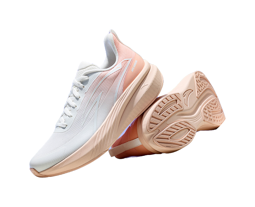 Anta Cloud Trail Cushioning, Wear Resistant Low top Running Shoes Women's Papyrus White Pastel Pink Orange 