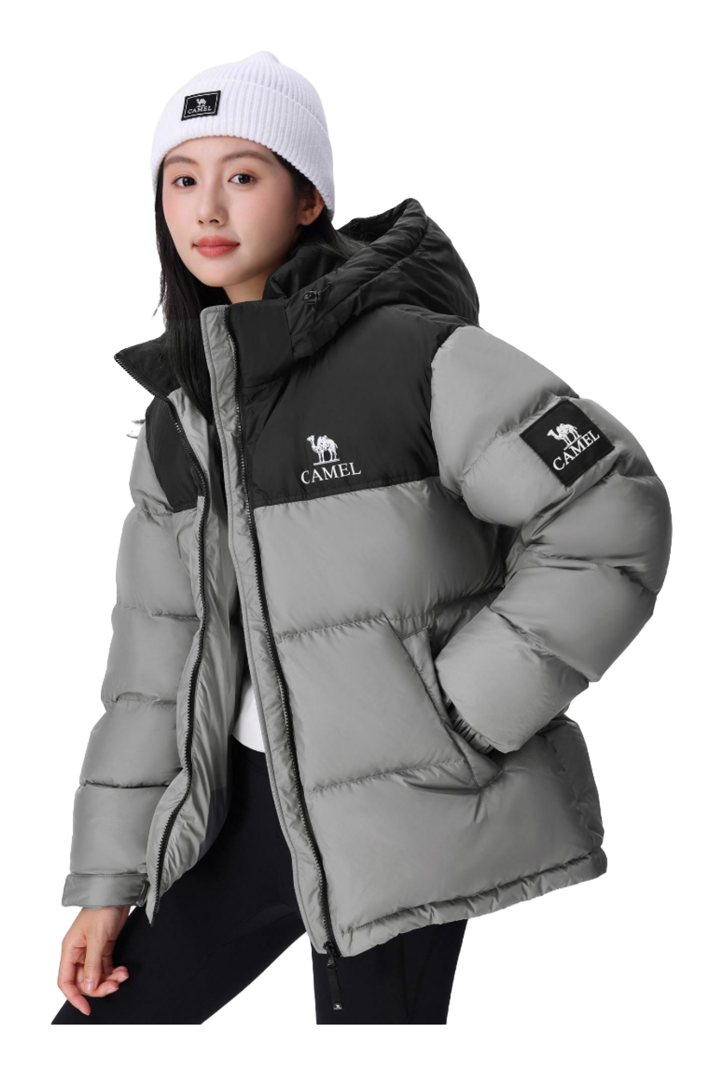 CAMEL Warm Fleece Collection Down Jacket Unisex  vjsneaker.com