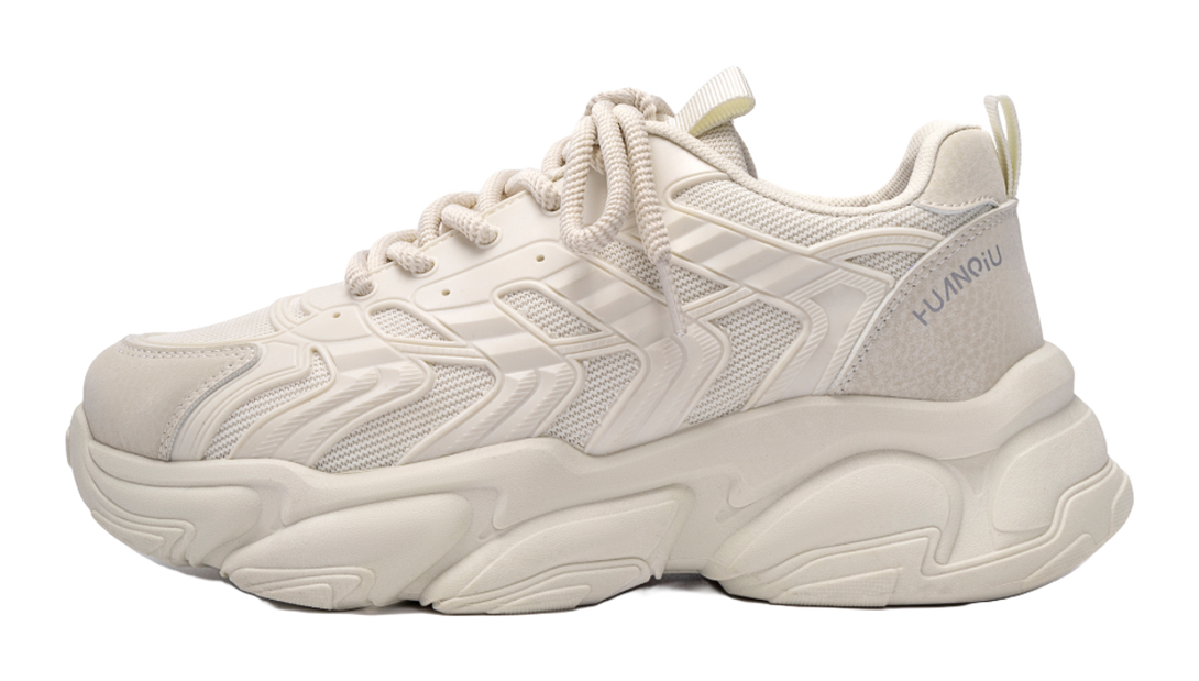 HUANQIU Slip Resistant Coverage Lightweight Height Increasing Low top Chunky Sneakers Men's Black 