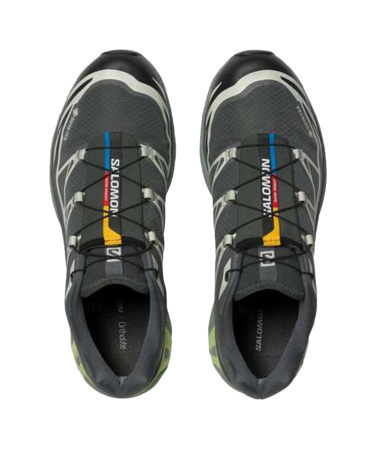 SALOMON XT 6 Waterproof Low Top Running Shoes Unisex Urban Gray Black Lime Cream  vjsneaker.com