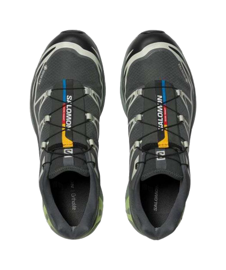 SALOMON XT 6 Waterproof Low Top Running Shoes Unisex Urban Gray Black Lime Cream  vjsneaker.com