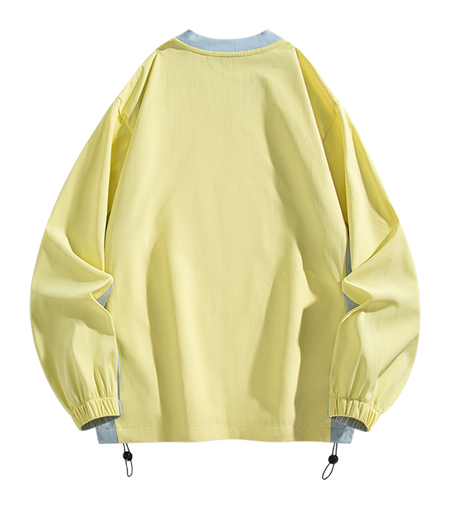 Warrior Revival Cloud Sail Series American Trendy College Style Contrast Ribbed Bottom Adjustable Smiling Face Letter Printed Loose Casual Versatile Hoodie Bottom Shirt Outer Wear Inner Wear Hoodie Long Sleeve T-shirt Unisex  vjsneaker.com