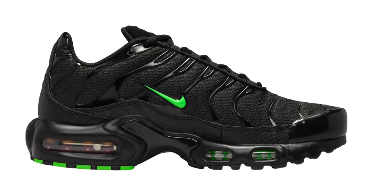 Nike Air Max Plus Abrasion Resistant Low top Training Casual Running Shoes Mens Black Green  vjsneaker.com