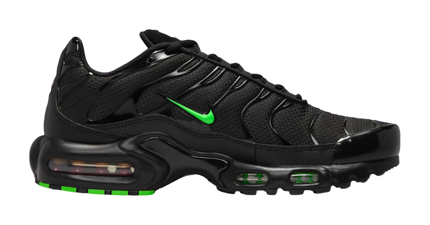 Nike Air Max Plus Abrasion Resistant Low top Training Casual Running Shoes Mens Black Green  vjsneaker.com