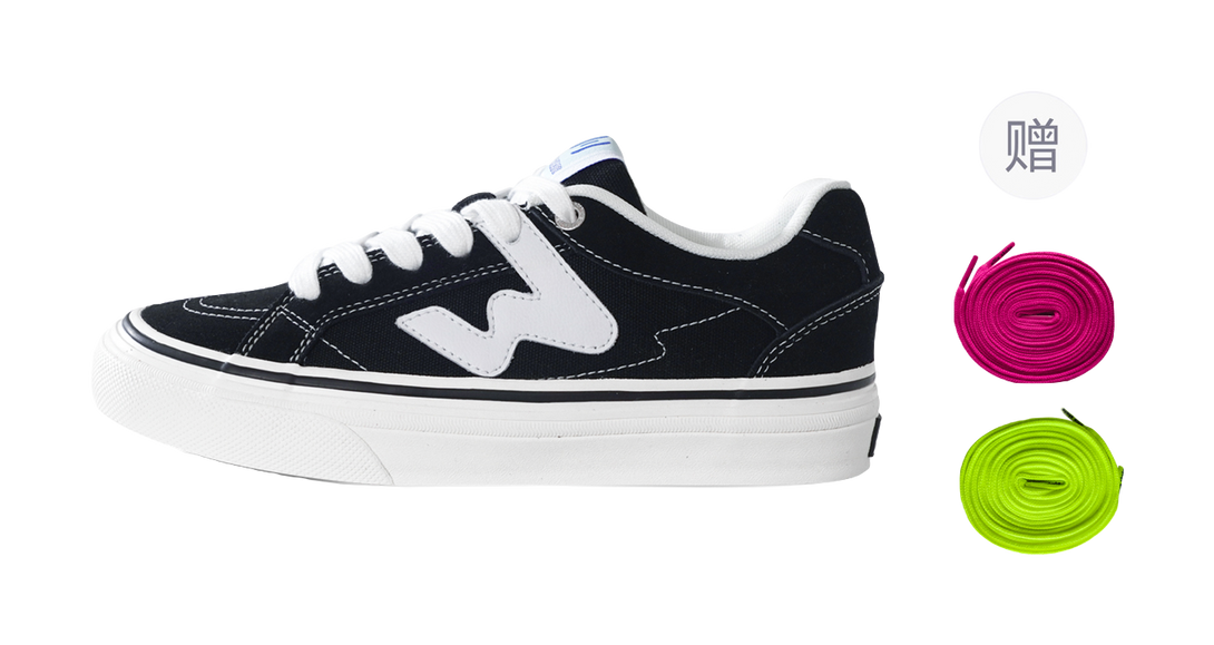 Ollieskate Black Classic Panda Tri-Color Lace Skateboard Shoes - Low-Top, Lightweight & Durable Unisex 