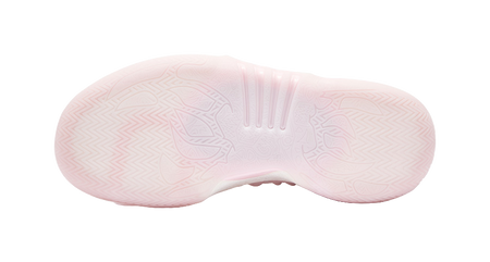 Light pink basketball shoe outsole with traction tread pattern