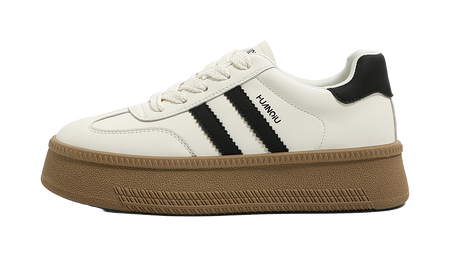 HUANQIU Anti Slip And Wear Resistant Height Increasing Low top Skateboard Shoes Womens Beige  VJSNEAKER