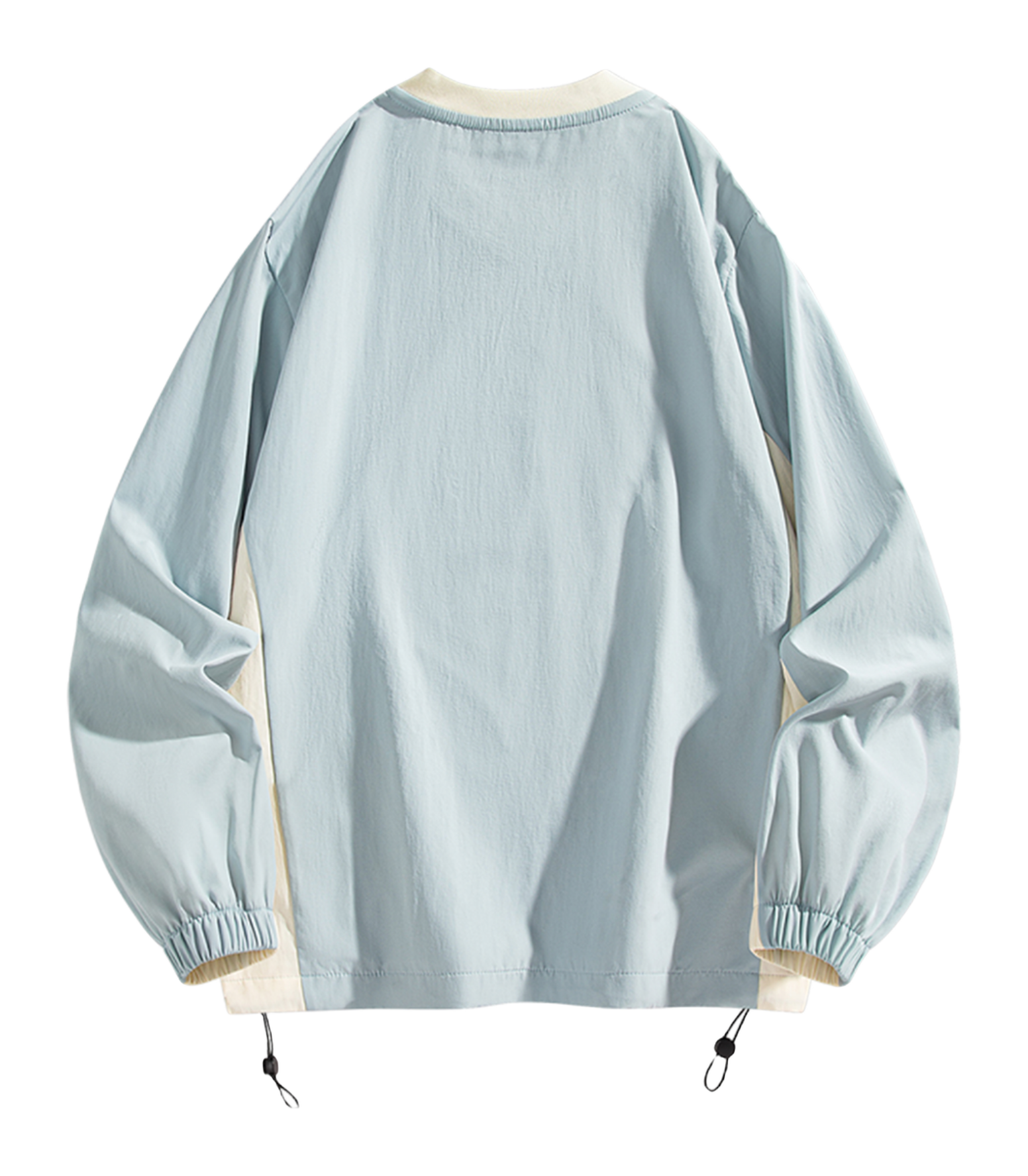 Warrior Revival Cloud Sail Series American Trendy College Style Contrast Ribbed Bottom Adjustable Smiling Face Letter Printed Loose Casual Versatile Hoodie Bottom Shirt Outer Wear Inner Wear Hoodie Long Sleeve T-shirt Unisex  vjsneaker.com