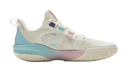 LINING YOUNG Solar Energy Pre Anti Slip Wear Resistant Low Top Childrens Basketball Shoes Ecru  VJSNEAKER