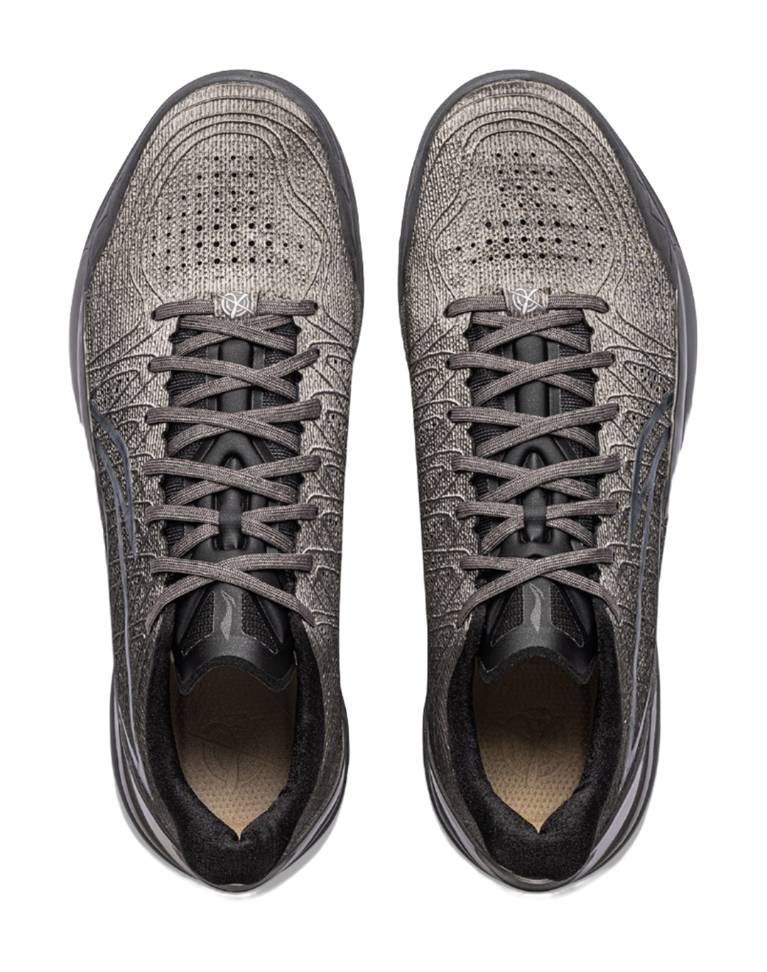 Pair of silver Li-Ning Gamma 2 basketball shoes viewed from above