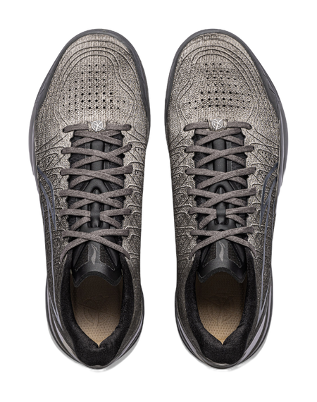 Pair of silver Li-Ning Gamma 2 basketball shoes viewed from above