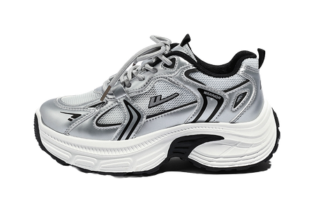 Warrior Cushioning And Breathable Low Top Chunky Sneakers Unisex White Dark Blue  vjsneaker.com