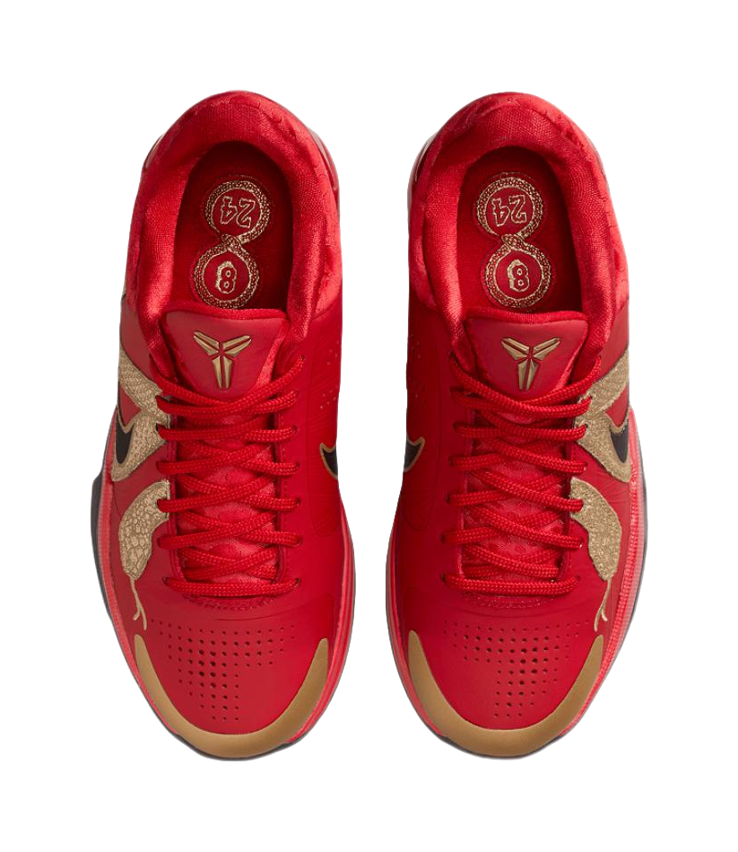 Nike Zoom Kobe 5 Slip Resistant Abrasion Resistant Low top Childrens Basketball Shoes Red Black Unisex  vjsneaker.com