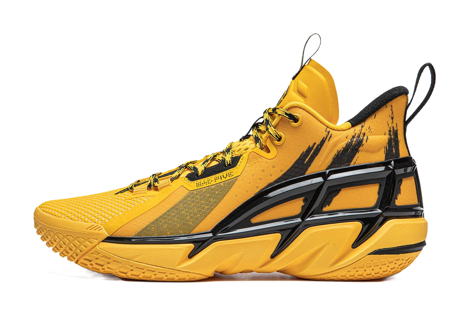 LiNing Anti five 4 Cushioning Abrasion Resistant Breathable Mid top Basketball Shoes Mens Yellow  VJSNEAKER