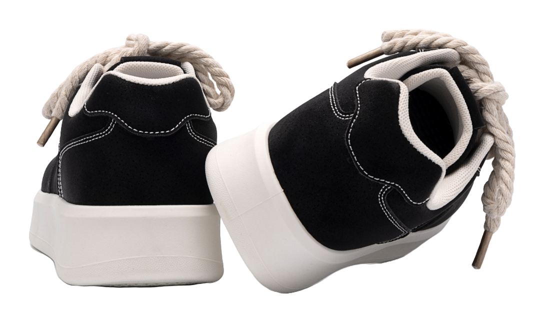 HUANQIU Air Force 1 Coverage Lightweight Height Increasing Low top Skateboard Shoes Men's Black 