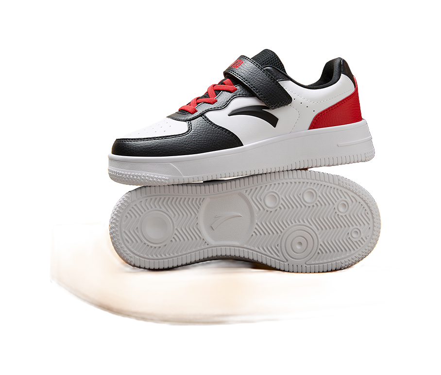 Antakids Slip Resistant, Abrasion Resistant, Lightweight Cushioning Low Top Kids' Skateboarding Shoes White Black Red 