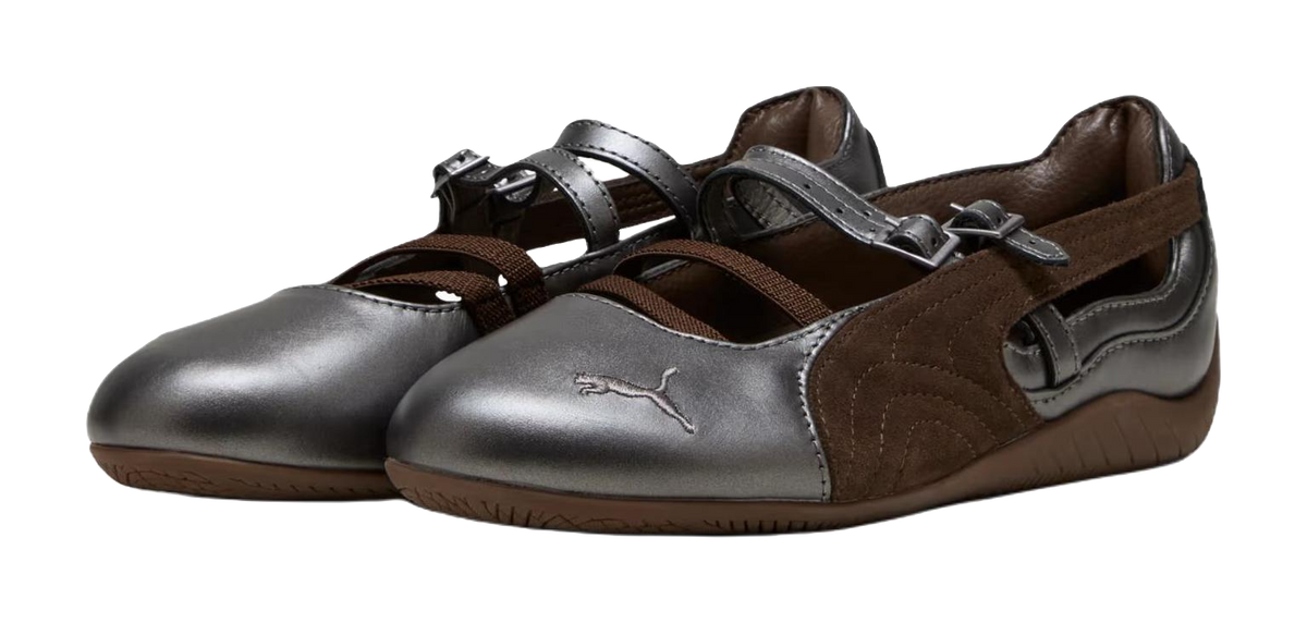 PUMA Speedcat Flat Mary Jane Shoes Womens Silver Brown  vjsneaker.com