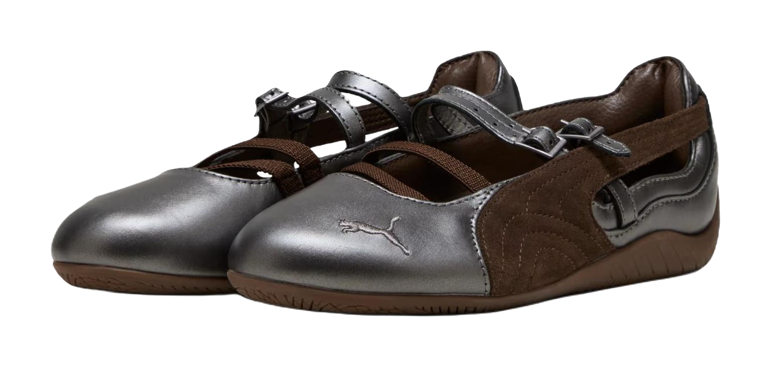 PUMA Speedcat Flat Mary Jane Shoes Womens Silver Brown  vjsneaker.com