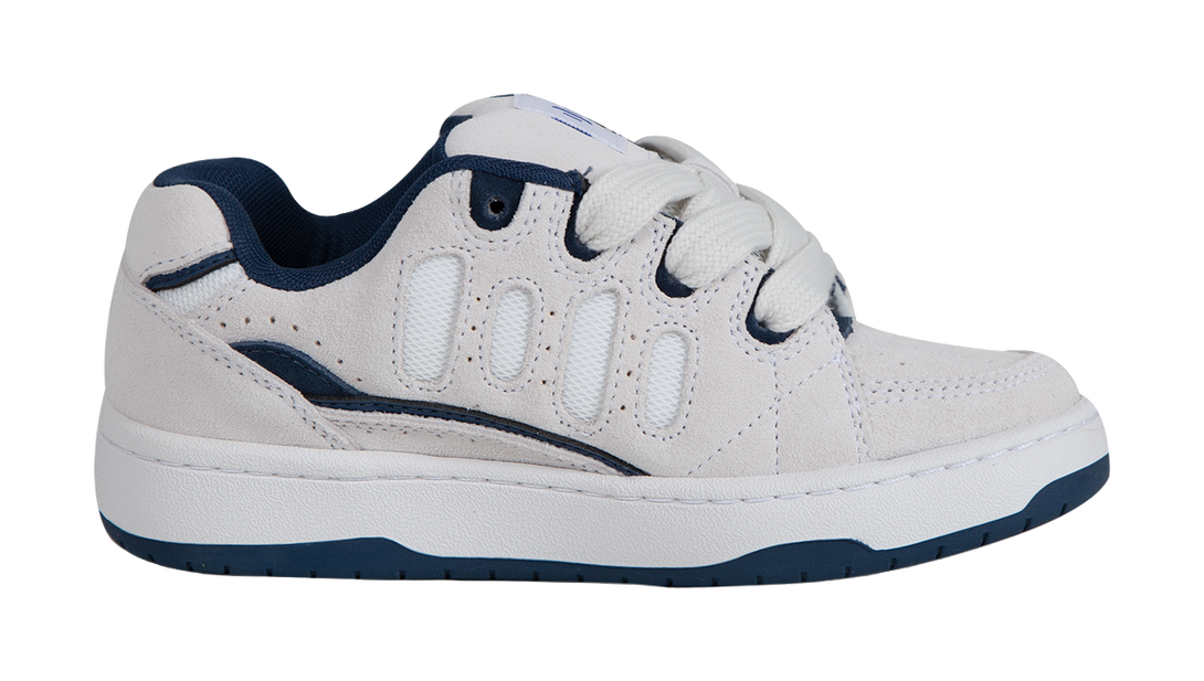 Ollieskate Cold Cemented Puffy Shoes Low top Skateboard Shoes Unisex White Blue 