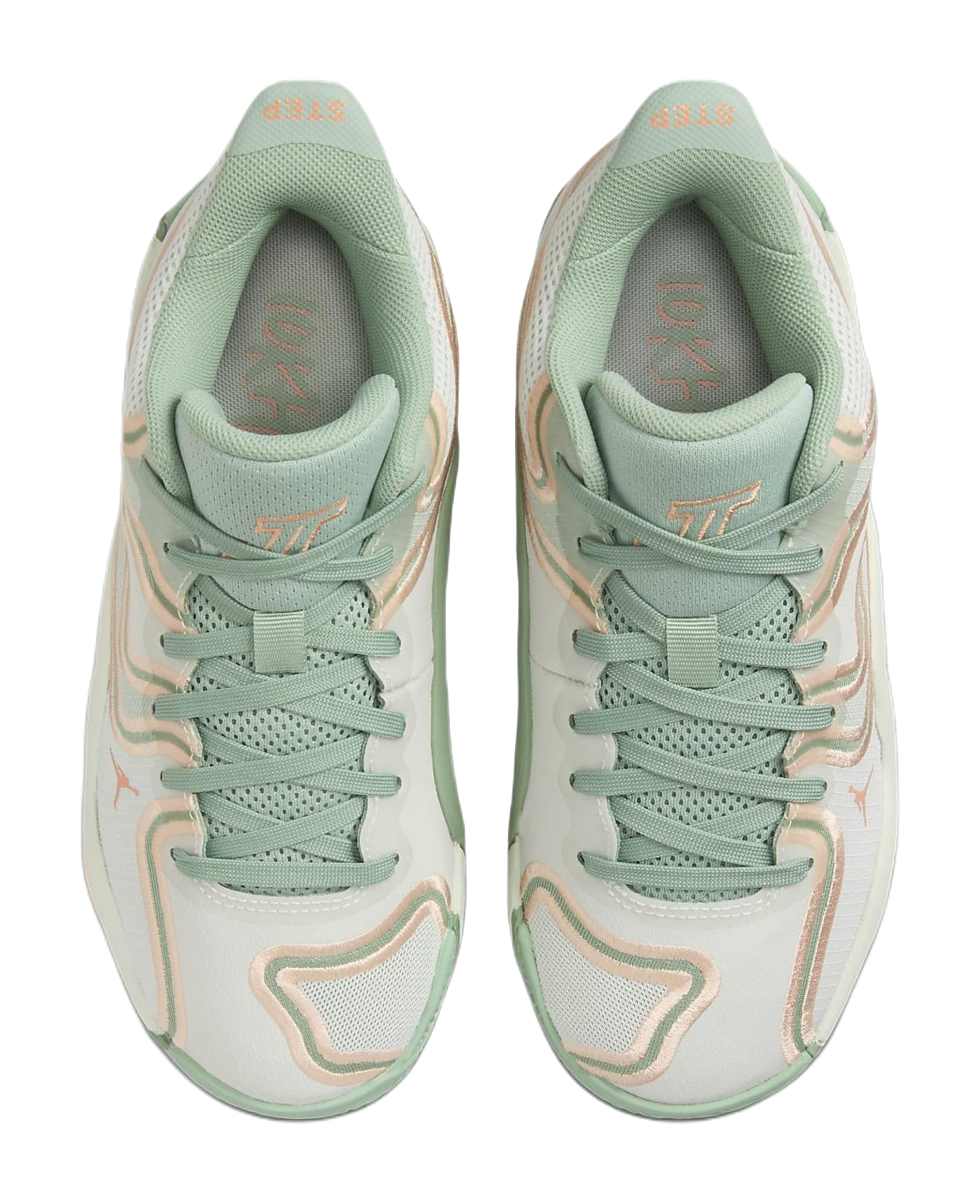 Jordan Tatum 3 Slip Resistant Abrasion Resistant Mid top Childrens Basketball Shoes Beige Green Unisex  vjsneaker.com