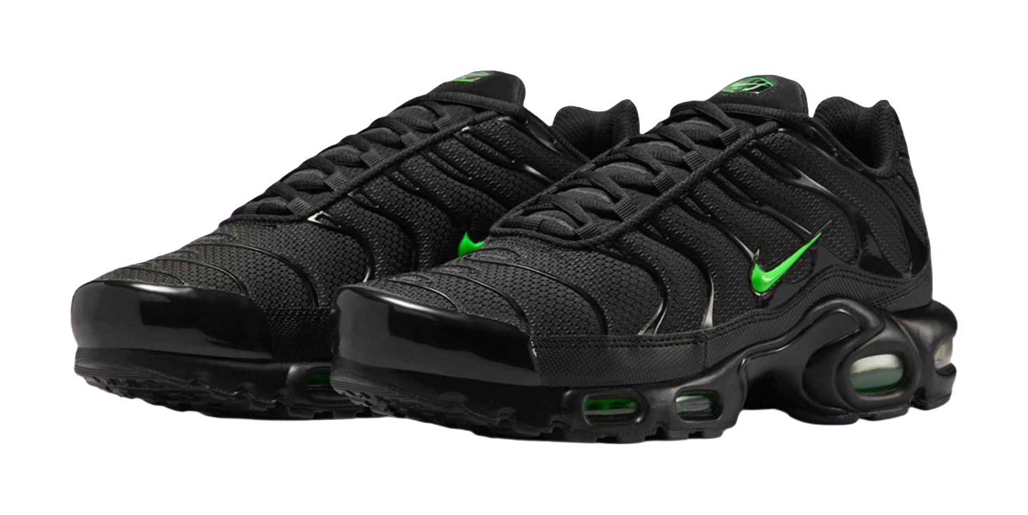 Nike Air Max Plus Abrasion Resistant Low top Training Casual Running Shoes Mens Black Green  vjsneaker.com