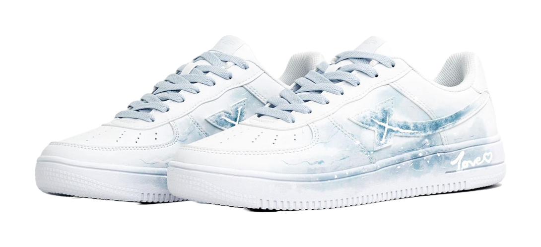 XTEP Air Force One Waterproof Cushioning Abrasion Resistant Low top Skateboard Shoes Unisex White Blue 